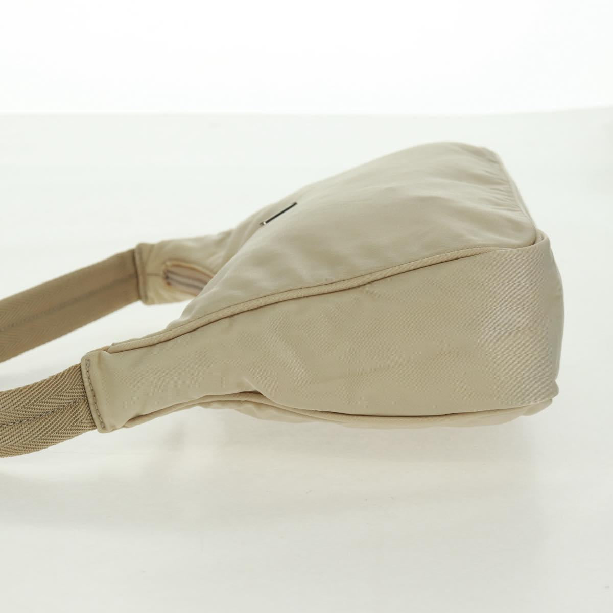 PRADA Hand Bag Nylon Ivory Silver Auth 166457