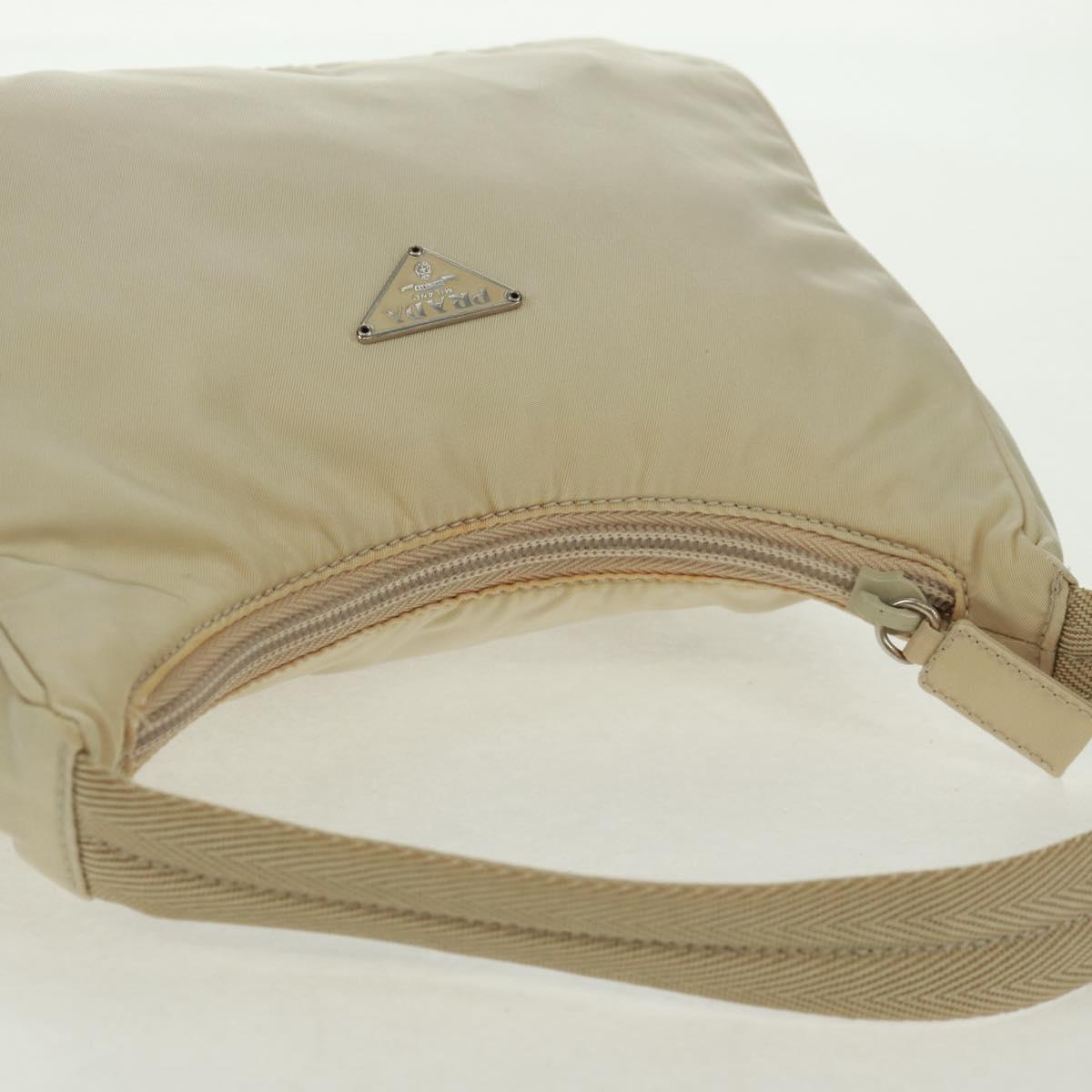 PRADA Hand Bag Nylon Ivory Silver Auth 166457