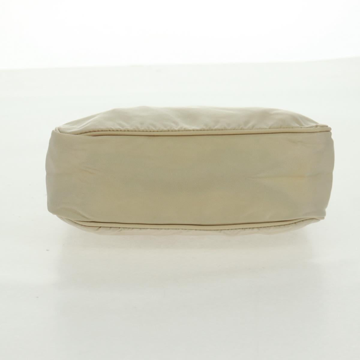 PRADA Hand Bag Nylon Ivory Silver Auth 166457