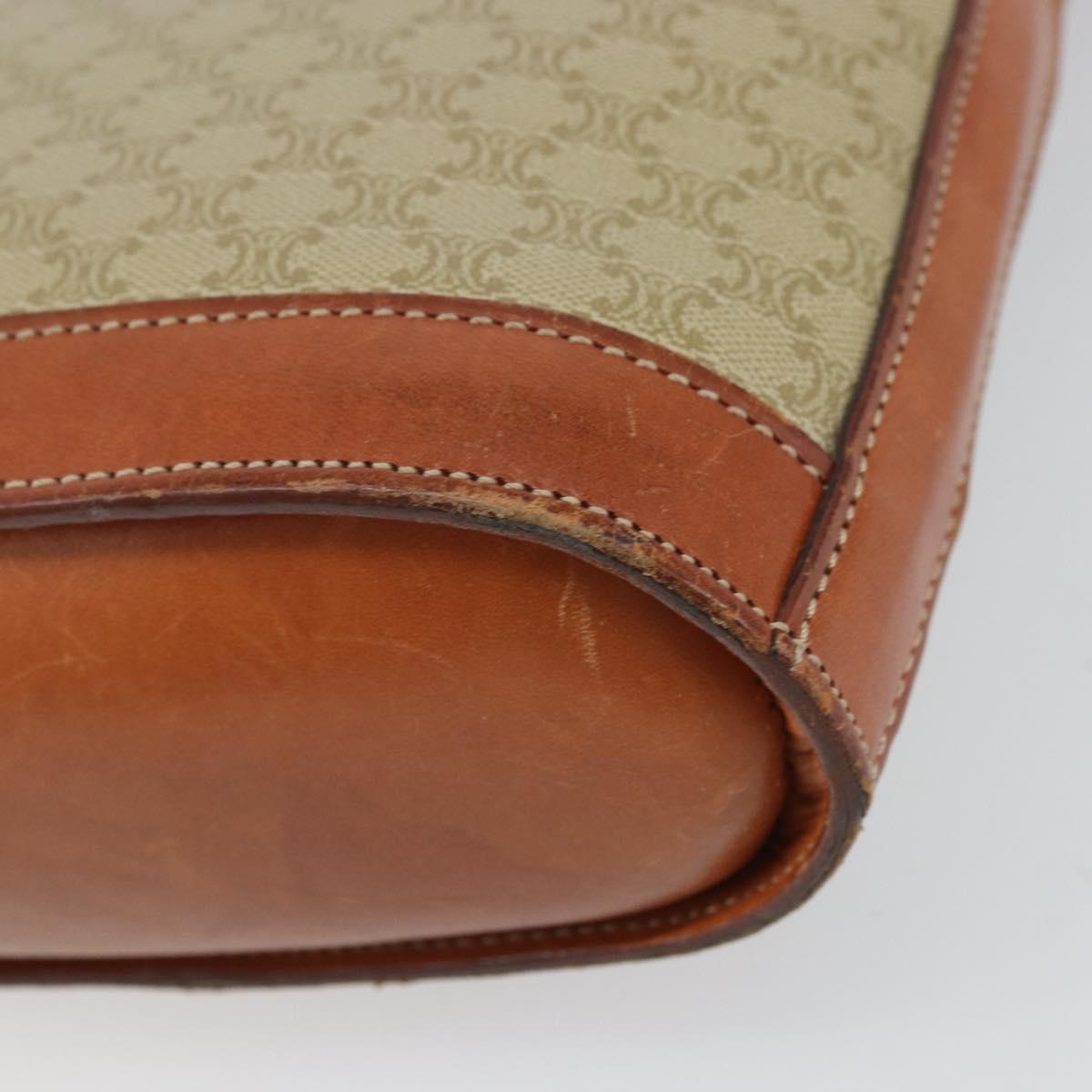 CELINE Macadam Canvas Shoulder Bag PVC Beige Gold Auth 166459