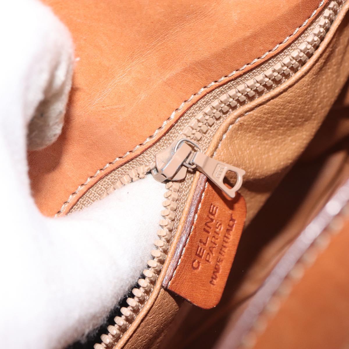 CELINE Macadam Canvas Shoulder Bag PVC Beige Gold Auth 166459