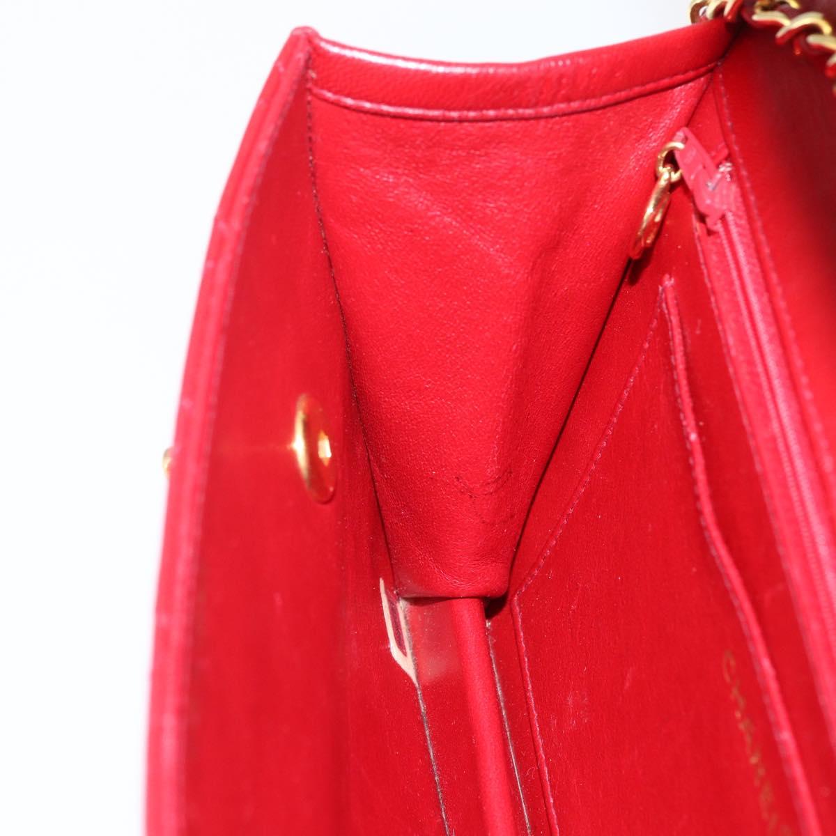 CHANEL Matelasse 23 Double Turn Lock Chain Bag Lamb Skin Red CC Auth 166468SAM