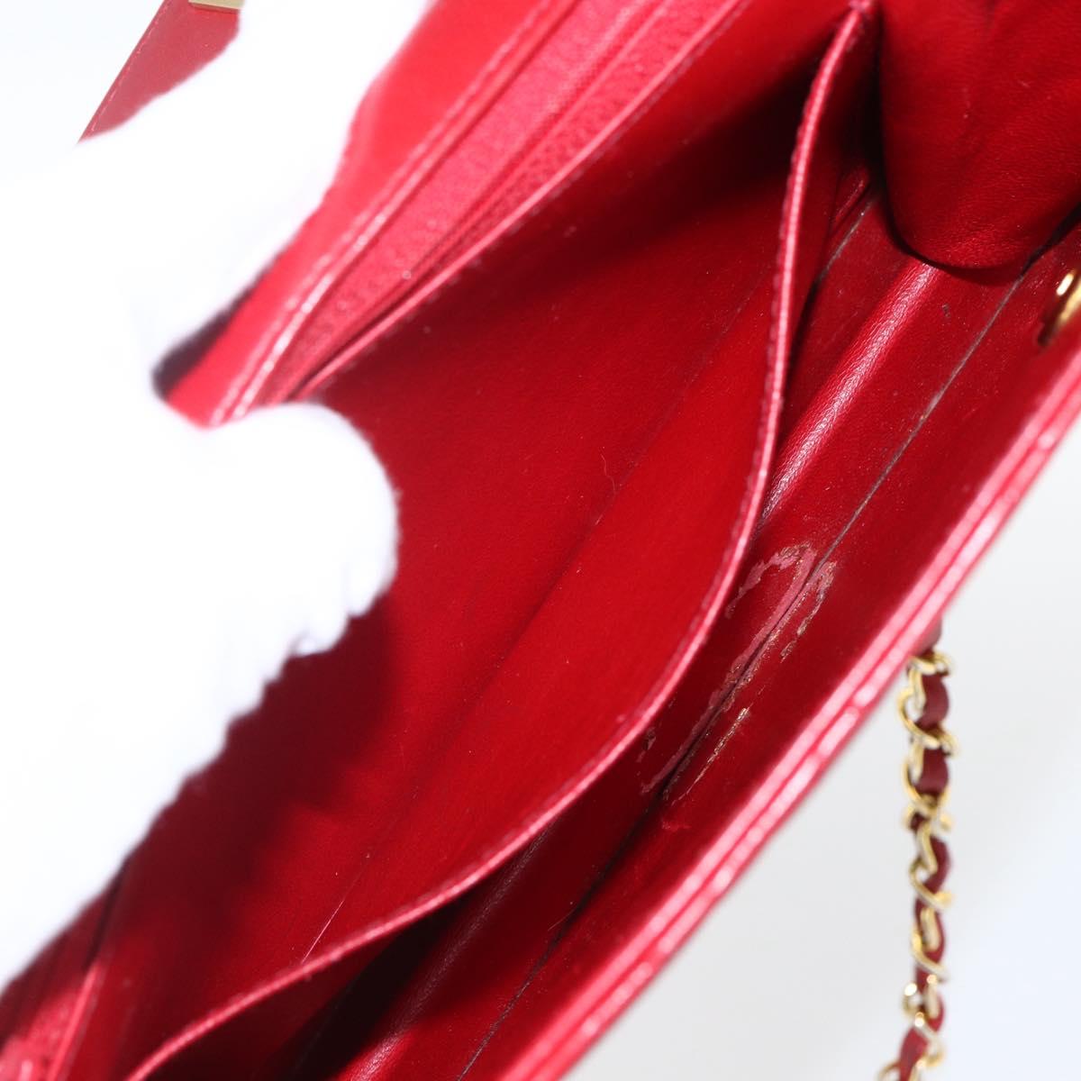 CHANEL Matelasse 23 Double Turn Lock Chain Bag Lamb Skin Red CC Auth 166468SAM