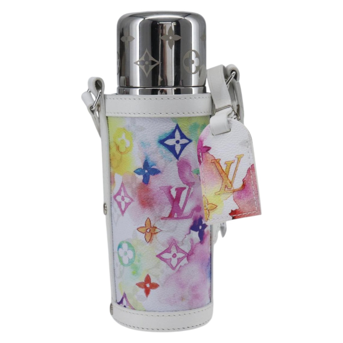 LOUIS VUITTON Monogram Watercolor Flask Holder Water White GI0625 Auth 166471SM