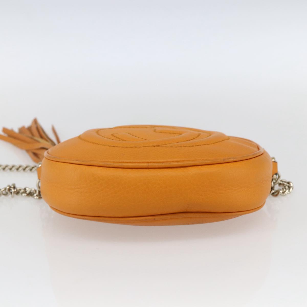GUCCI Soho Chain Shoulder Bag Suede Leather Orange Gold 353965 Auth 166472