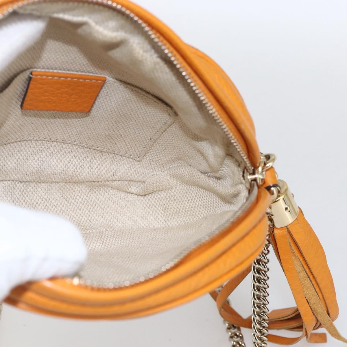 GUCCI Soho Chain Shoulder Bag Suede Leather Orange Gold 353965 Auth 166472