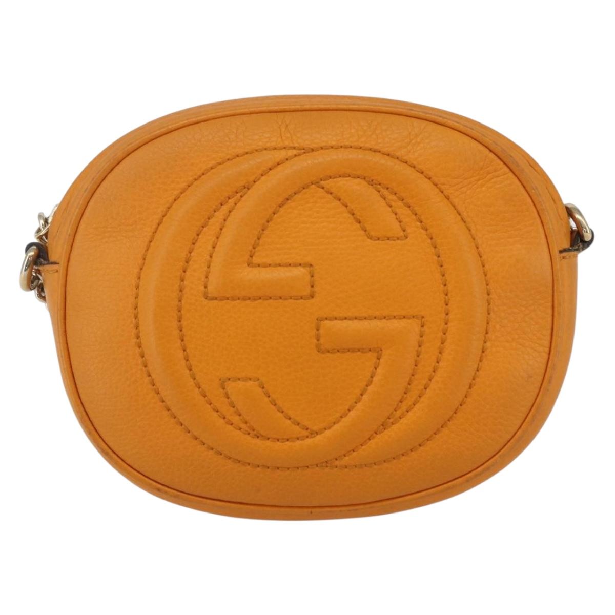 GUCCI Soho Chain Shoulder Bag Suede Leather Orange Gold 353965 Auth 166472