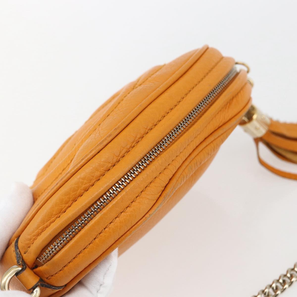 GUCCI Soho Chain Shoulder Bag Suede Leather Orange Gold 353965 Auth 166472