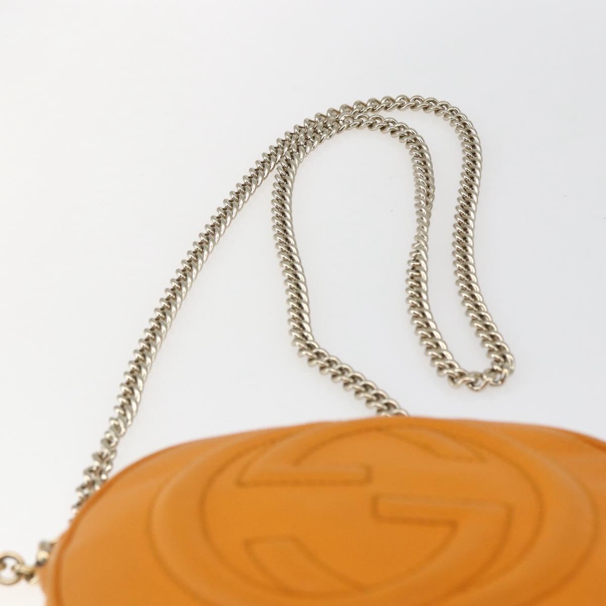 GUCCI Soho Chain Shoulder Bag Suede Leather Orange Gold 353965 Auth 166472