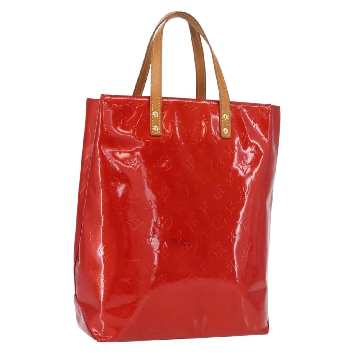 LOUIS VUITTON Monogram Vernis Reade MM Hand Bag Red Rouge M91086 LV Auth 166560
