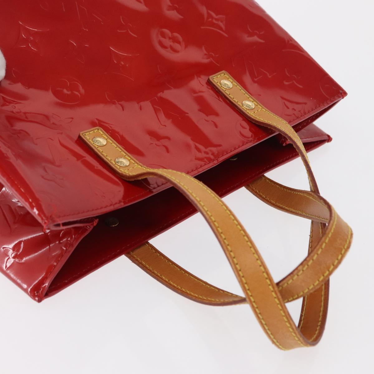 LOUIS VUITTON Monogram Vernis Reade MM Hand Bag Red Rouge M91086 LV Auth 166613