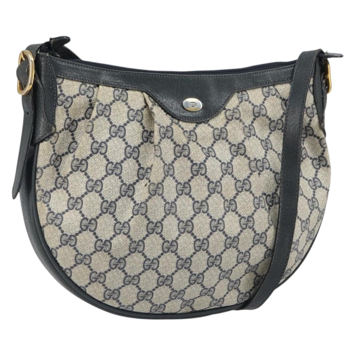 GUCCI GG Supreme Shoulder Bag PVC Navy Gold 41 02 058 Auth 166621