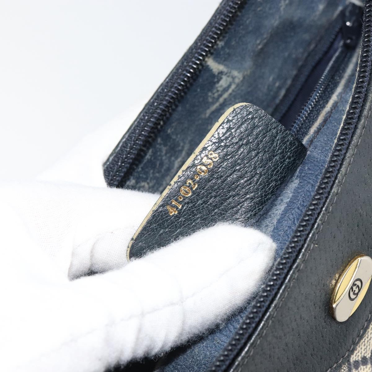 GUCCI GG Supreme Shoulder Bag PVC Navy Gold 41 02 058 Auth 166621