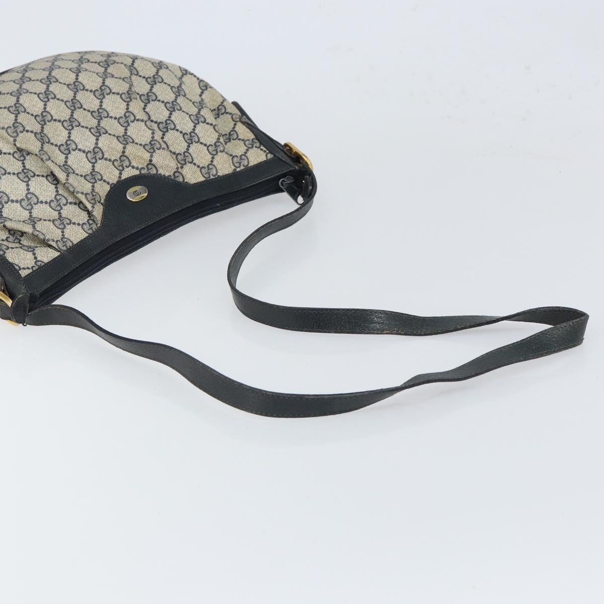 GUCCI GG Supreme Shoulder Bag PVC Navy Gold 41 02 058 Auth 166621