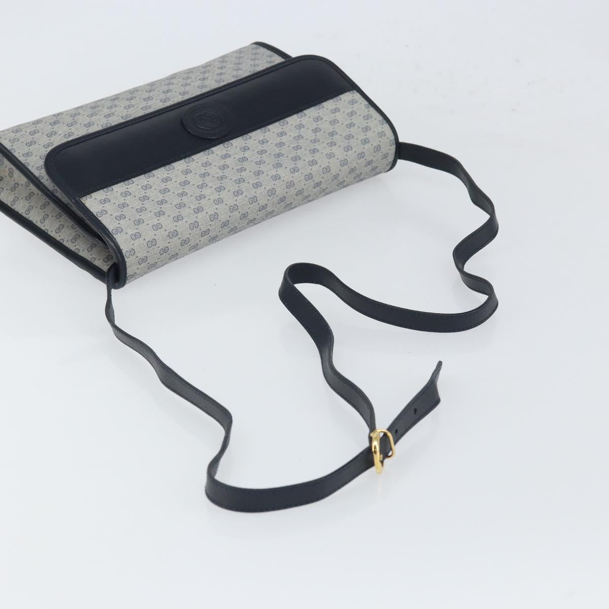 GUCCI Micro GG Supreme Shoulder Bag PVC Navy Gold 004 58 0264 Auth 166623