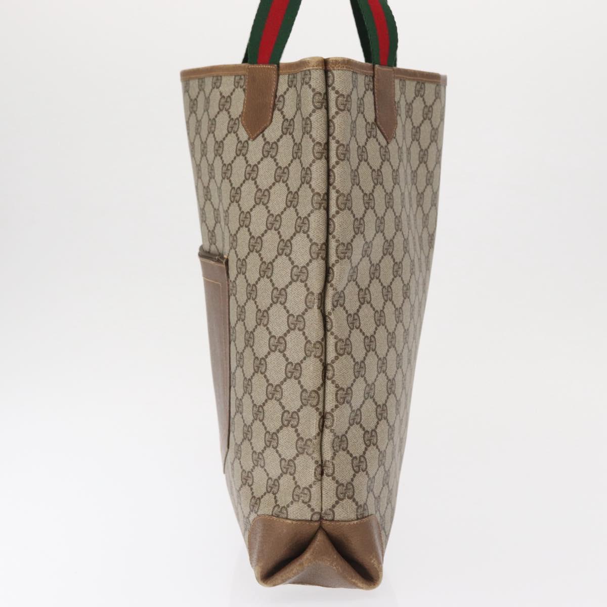 GUCCI GG Supreme Web Sherry Line Bag PVC Beige Gold Red 002 904 0222 Auth 166624