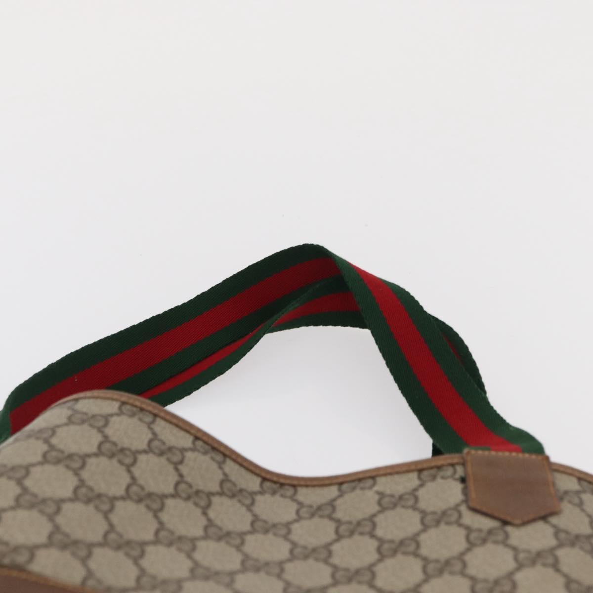 GUCCI GG Supreme Web Sherry Line Bag PVC Beige Gold Red 002 904 0222 Auth 166624