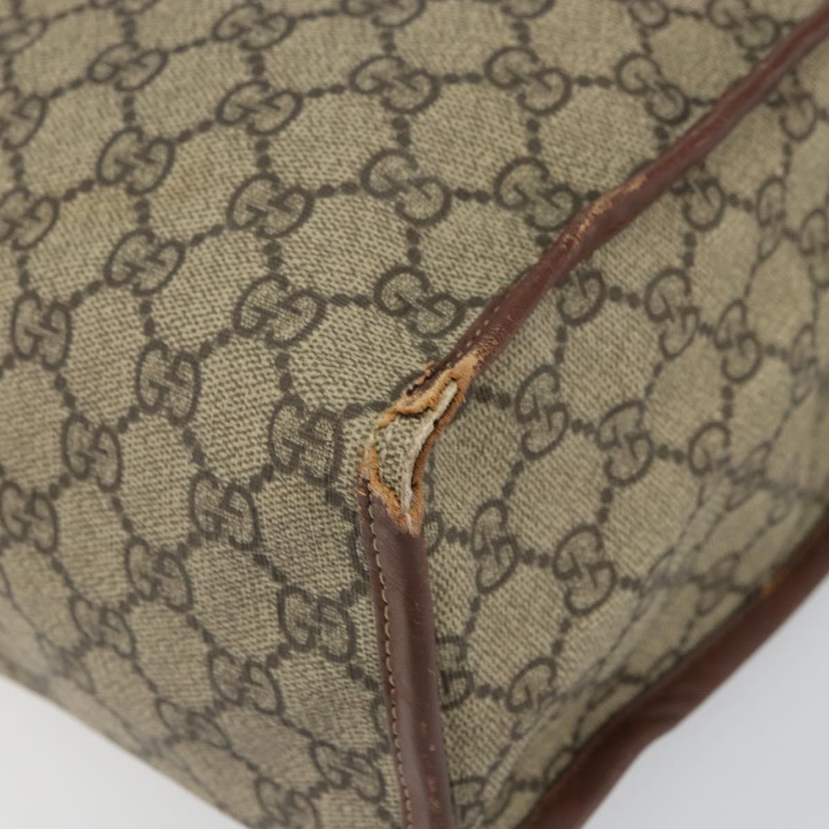 GUCCI GG Supreme Web Sherry Line Tote Bag PVC Beige Gold Red 211135 Auth 166626