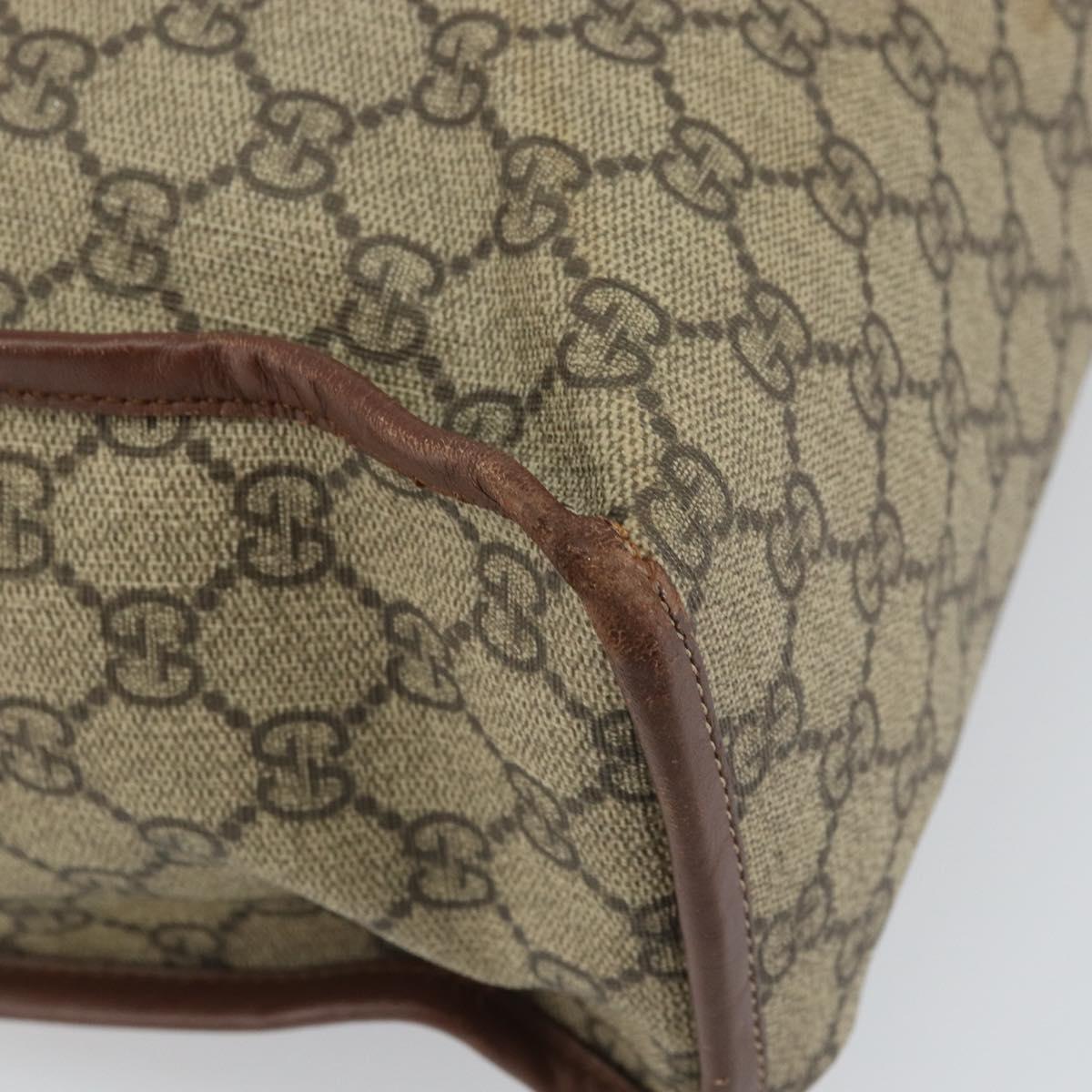 GUCCI GG Supreme Web Sherry Line Tote Bag PVC Beige Gold Red 211135 Auth 166626