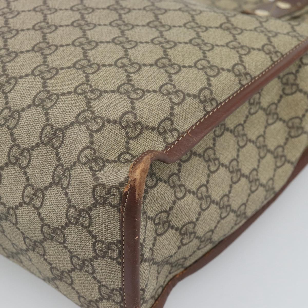 GUCCI GG Supreme Web Sherry Line Tote Bag PVC Beige Gold Red 211135 Auth 166626
