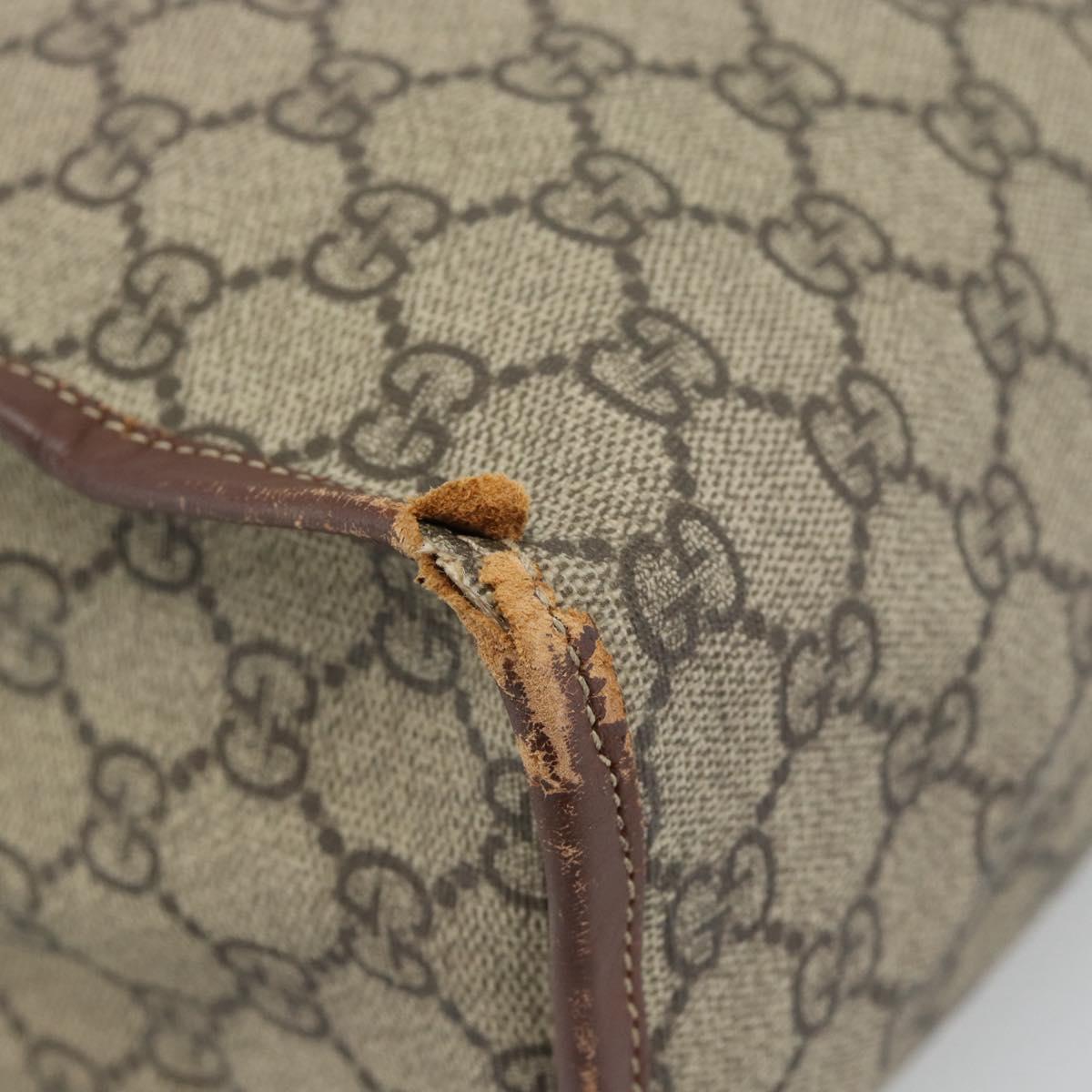 GUCCI GG Supreme Web Sherry Line Tote Bag PVC Beige Gold Red 211135 Auth 166626