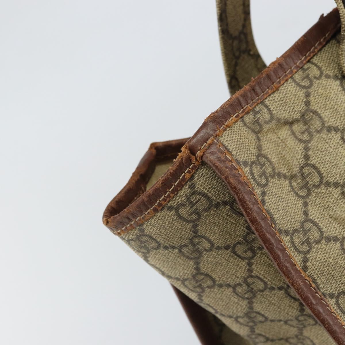 GUCCI GG Supreme Web Sherry Line Tote Bag PVC Beige Gold Red 211135 Auth 166626