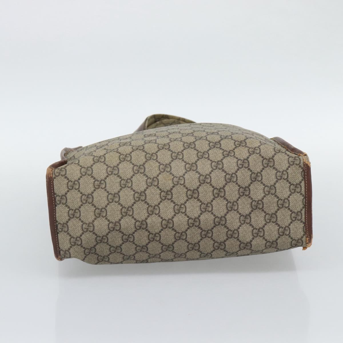 GUCCI GG Supreme Web Sherry Line Tote Bag PVC Beige Gold Red 211135 Auth 166626