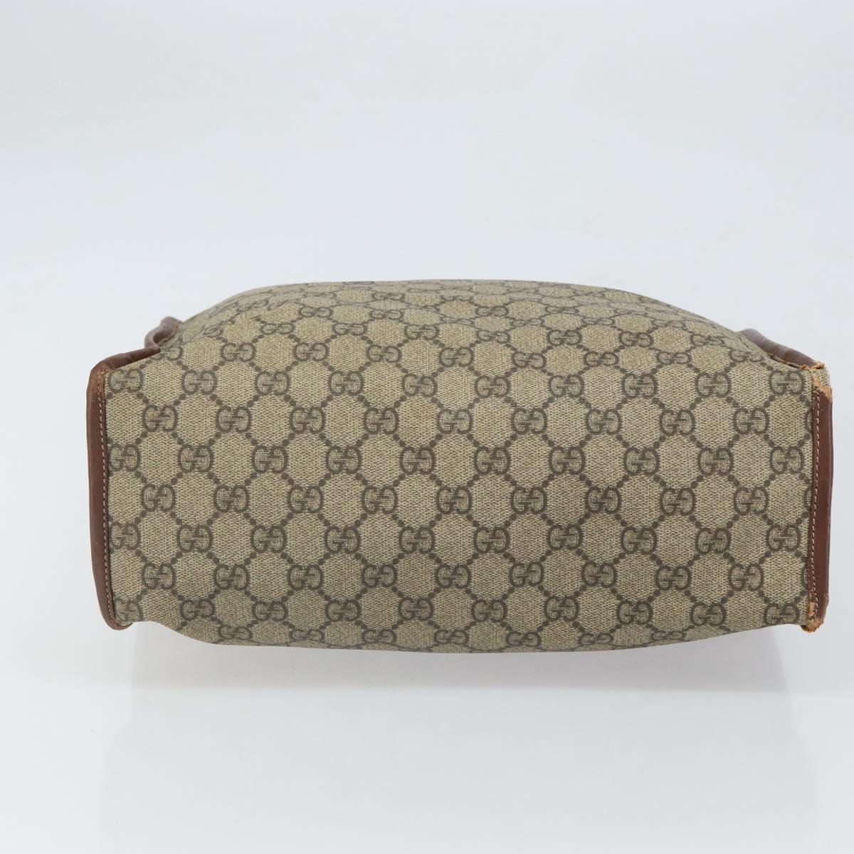 GUCCI GG Supreme Web Sherry Line Tote Bag PVC Beige Gold Red 211135 Auth 166626