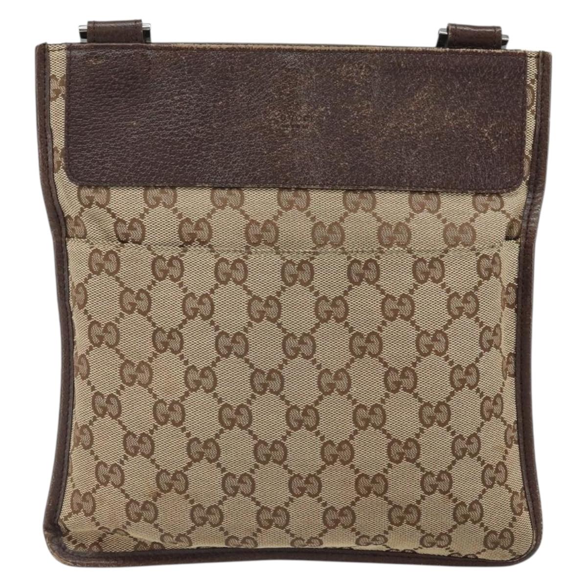 GUCCI GG Canvas Shoulder Bag Beige Silver 27639 Auth 166628