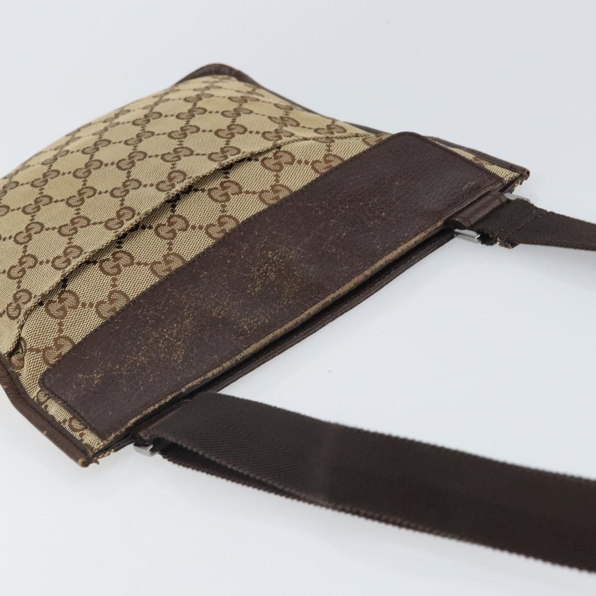 GUCCI GG Canvas Shoulder Bag Beige Silver 27639 Auth 166628
