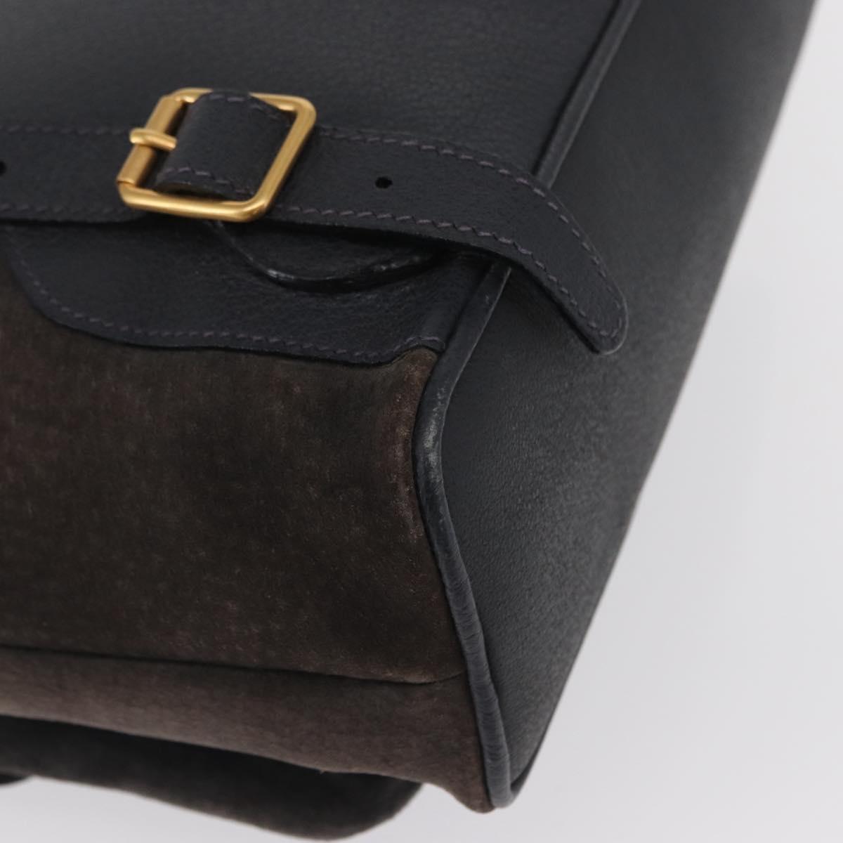 GUCCI Bamboo Backpack Suede Navy Gold 003 2058 0016 Auth 166631