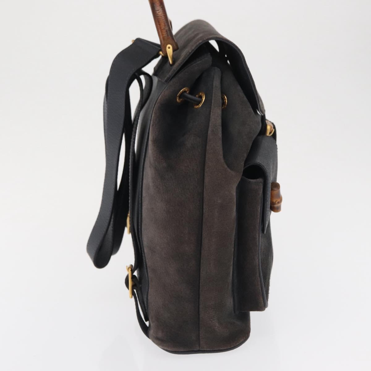 GUCCI Bamboo Backpack Suede Navy Gold 003 2058 0016 Auth 166631
