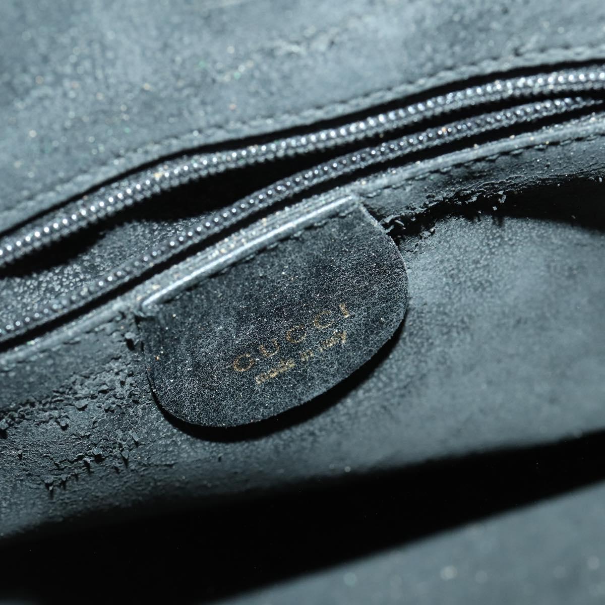 GUCCI Bamboo Hand Bag Leather 2way Black Gold 002 3754 0508 Auth 166633