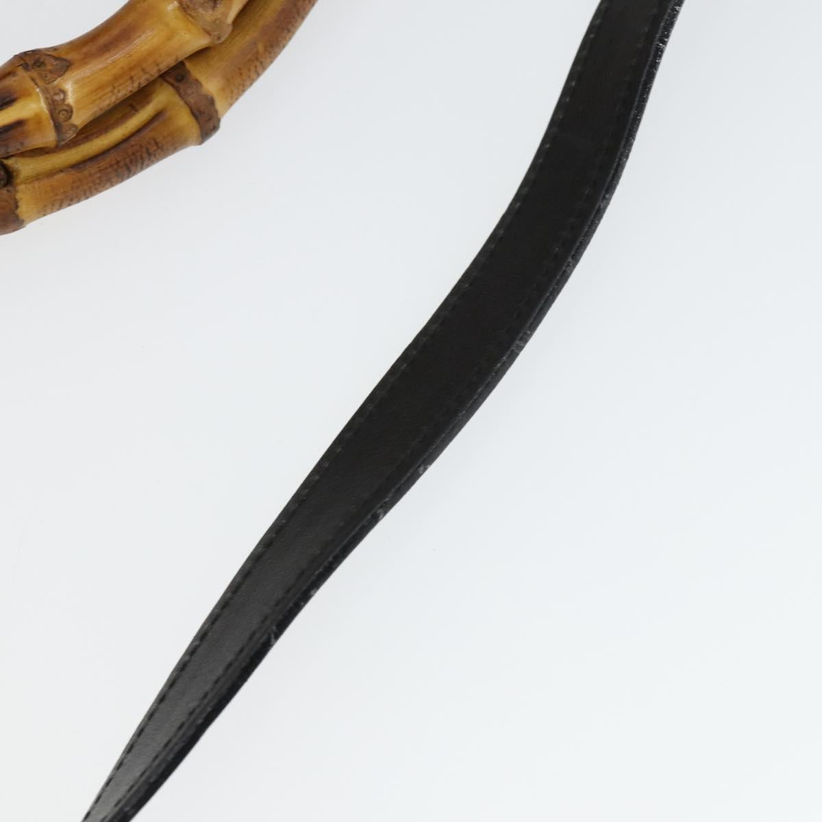 GUCCI Bamboo Hand Bag Leather 2way Black Gold 002 3754 0508 Auth 166633