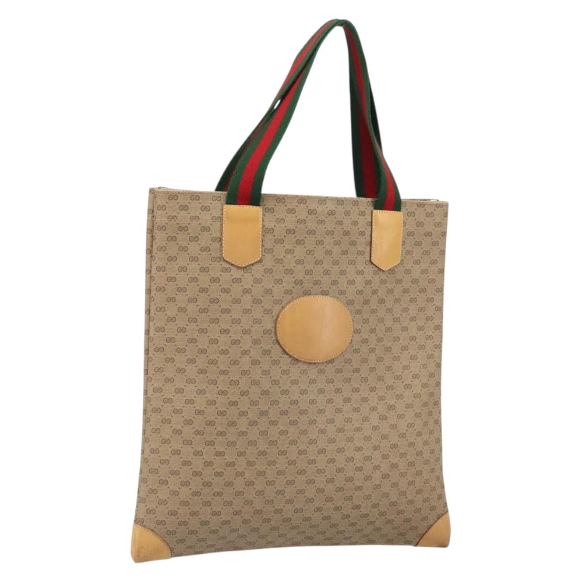 GUCCI Micro GG Supreme Web Sherry Line Tote Bag PVC Beige 02 37 1300 Auth 166634