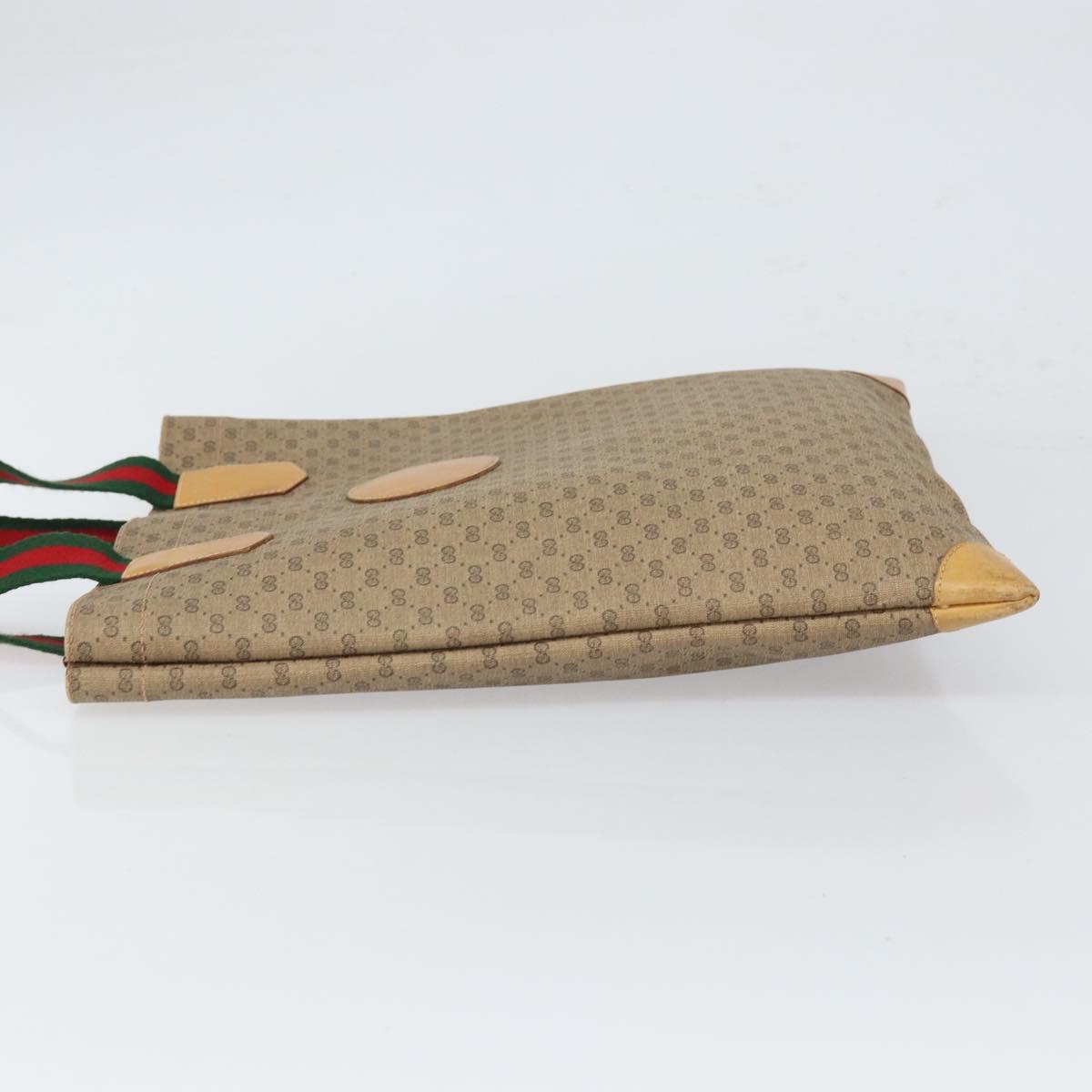 GUCCI Micro GG Supreme Web Sherry Line Tote Bag PVC Beige 02 37 1300 Auth 166634