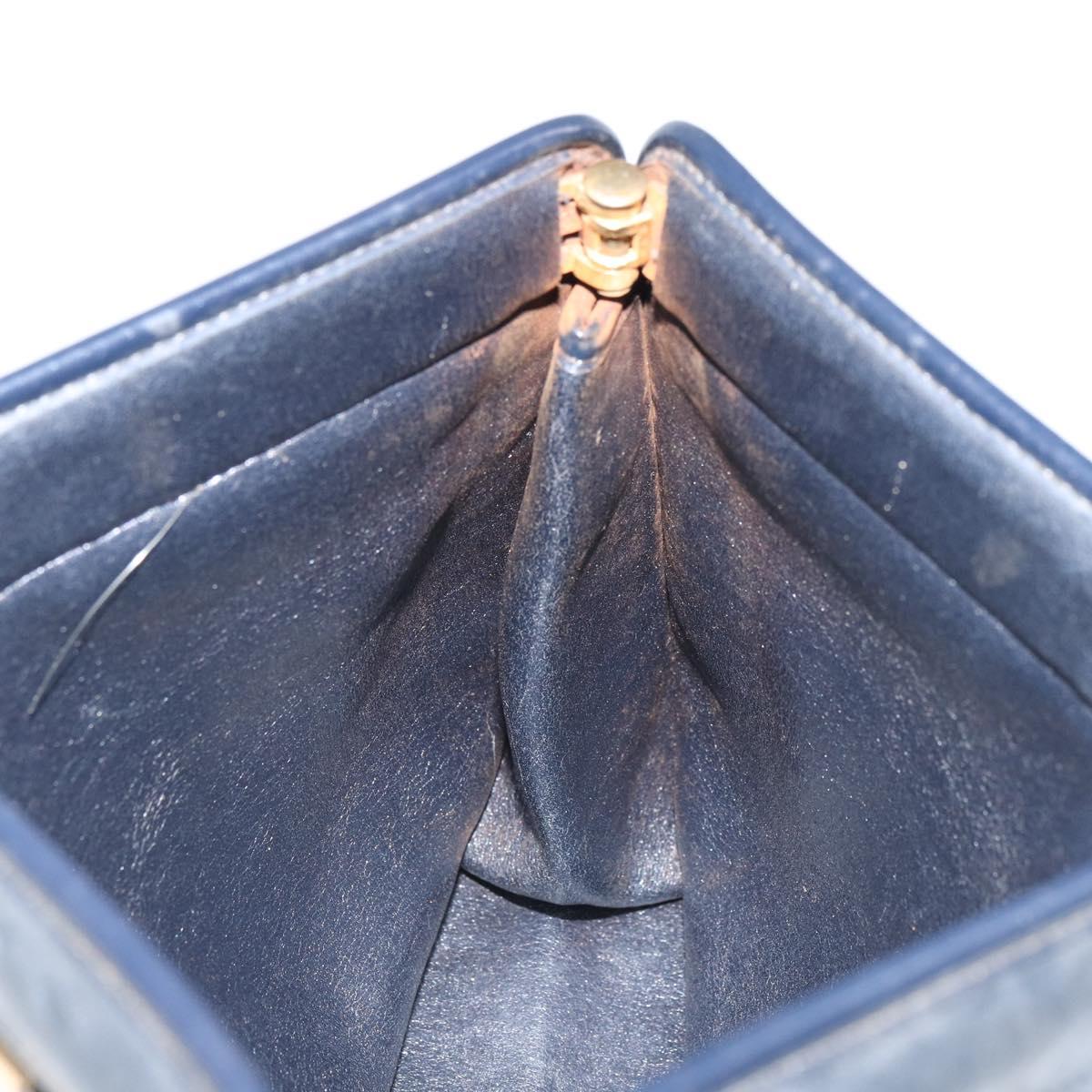 Christian Dior Trotter Canvas Clutch Bag Navy Gold Auth 166635