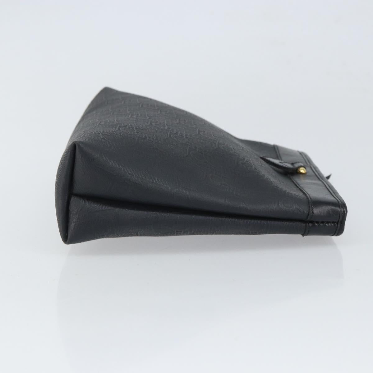 Christian Dior Trotter Canvas Clutch Bag Black Gold Auth 166636