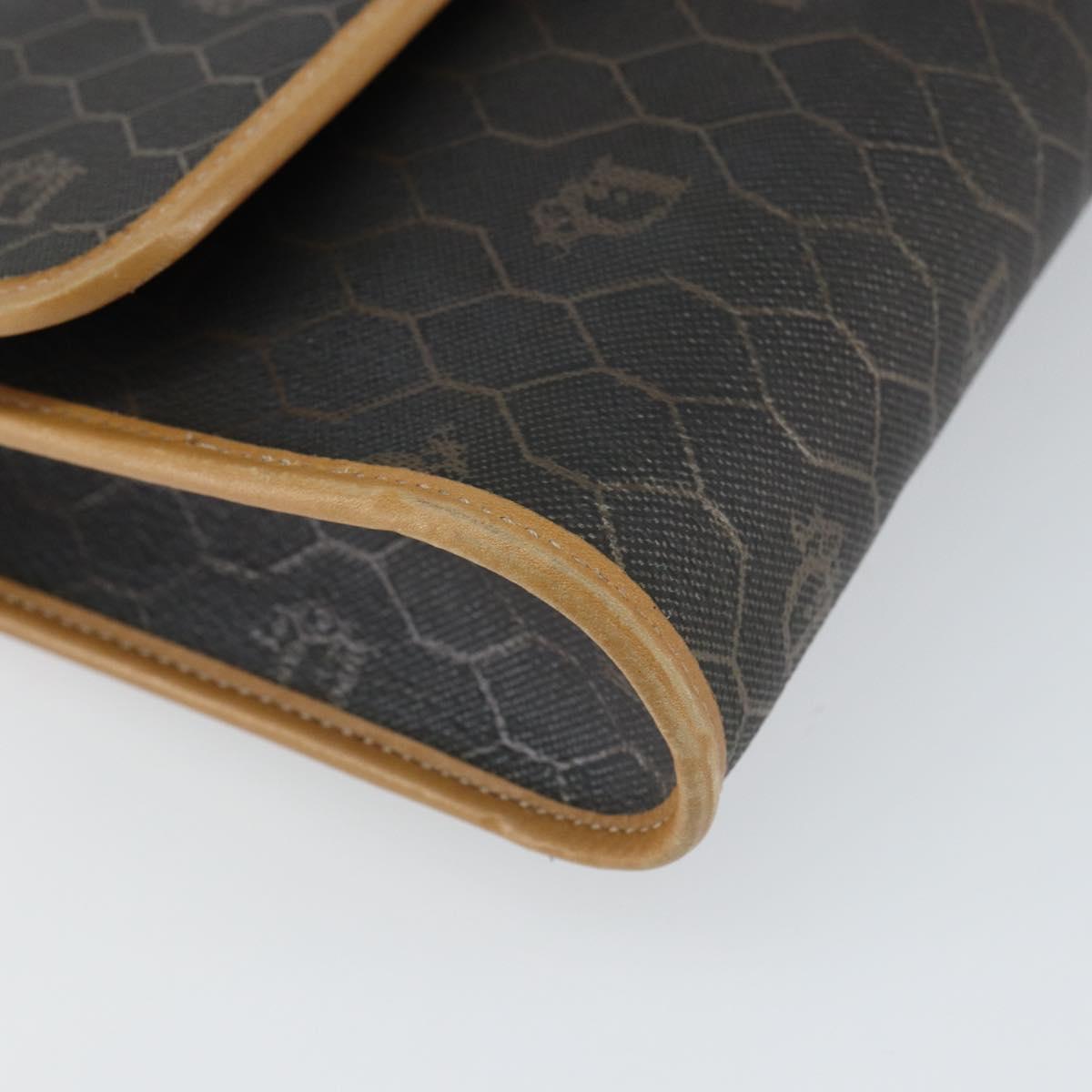 Christian Dior Honeycomb Canvas Shoulder Bag PVC Black Gold Auth 166639