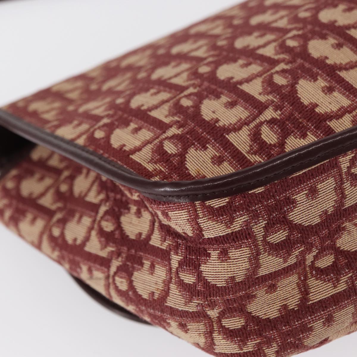 Christian Dior Trotter Canvas Shoulder Bag Red Gold Auth 166640