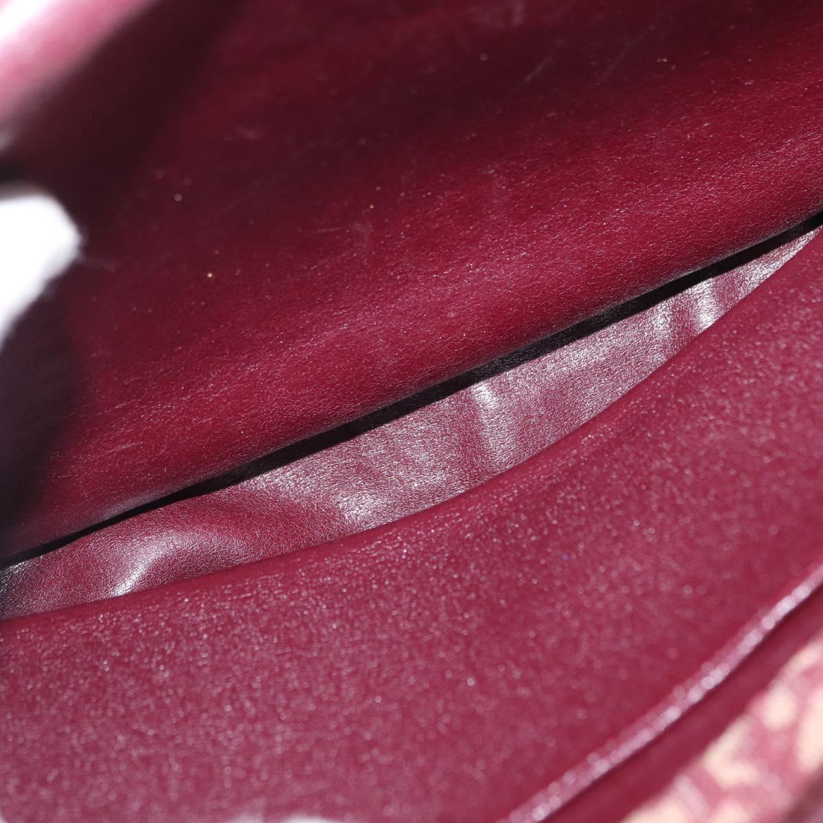 Christian Dior Trotter Canvas Shoulder Bag Red Gold Auth 166640