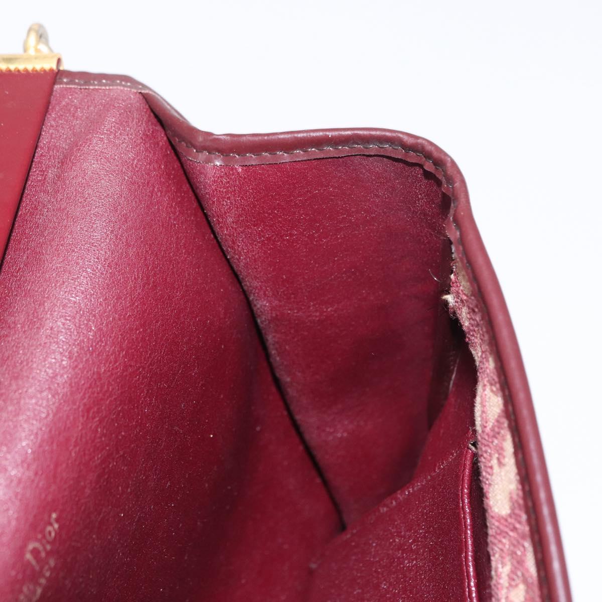 Christian Dior Trotter Canvas Shoulder Bag Red Gold Auth 166640