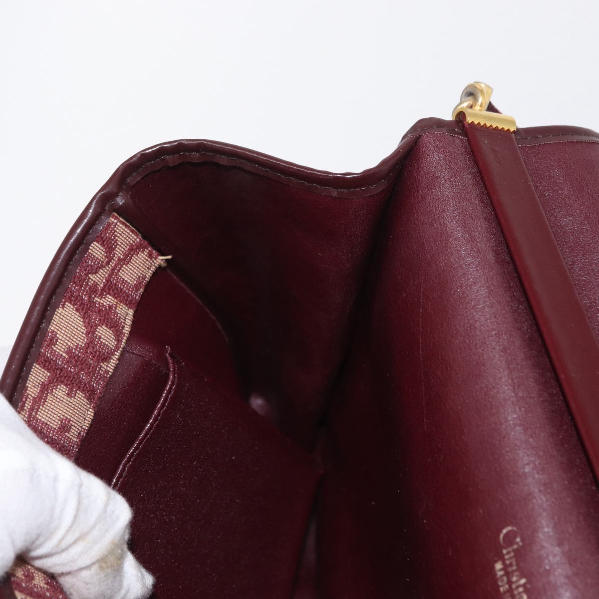 Christian Dior Trotter Canvas Shoulder Bag Red Gold Auth 166640