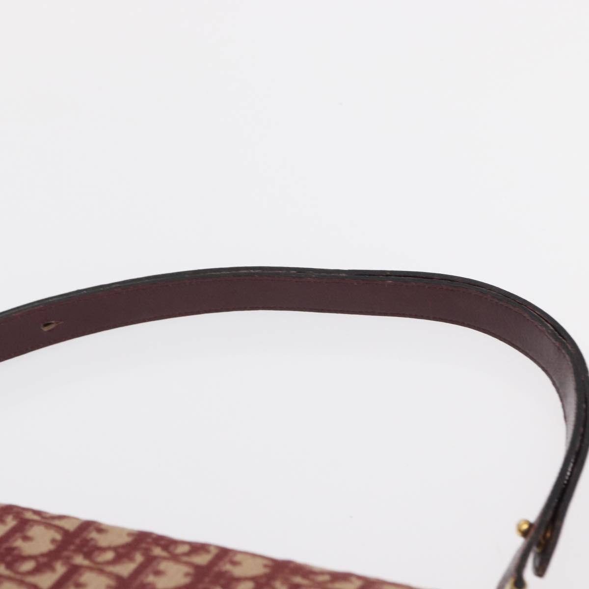 Christian Dior Trotter Canvas Shoulder Bag Red Gold Auth 166640