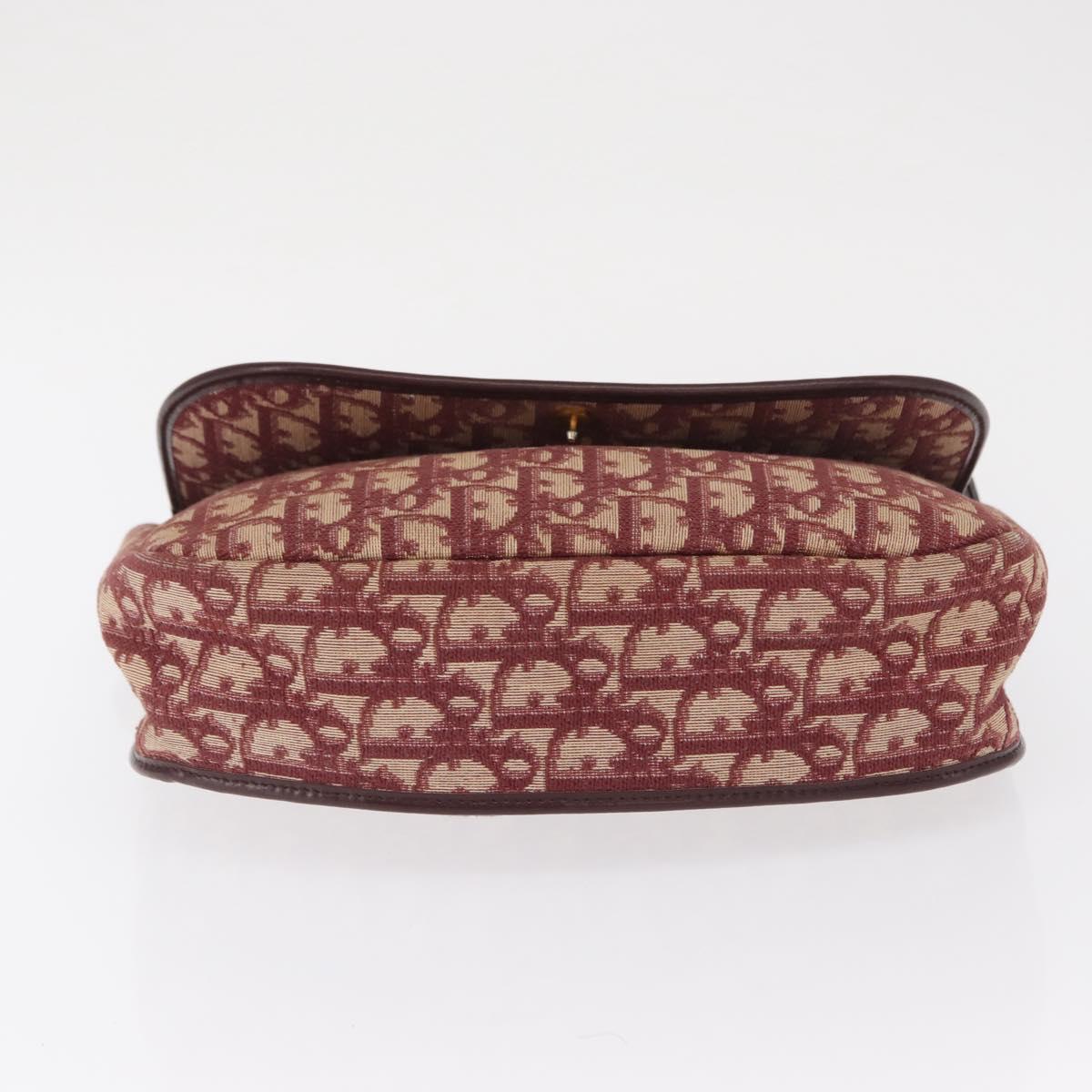 Christian Dior Trotter Canvas Shoulder Bag Red Gold Auth 166640