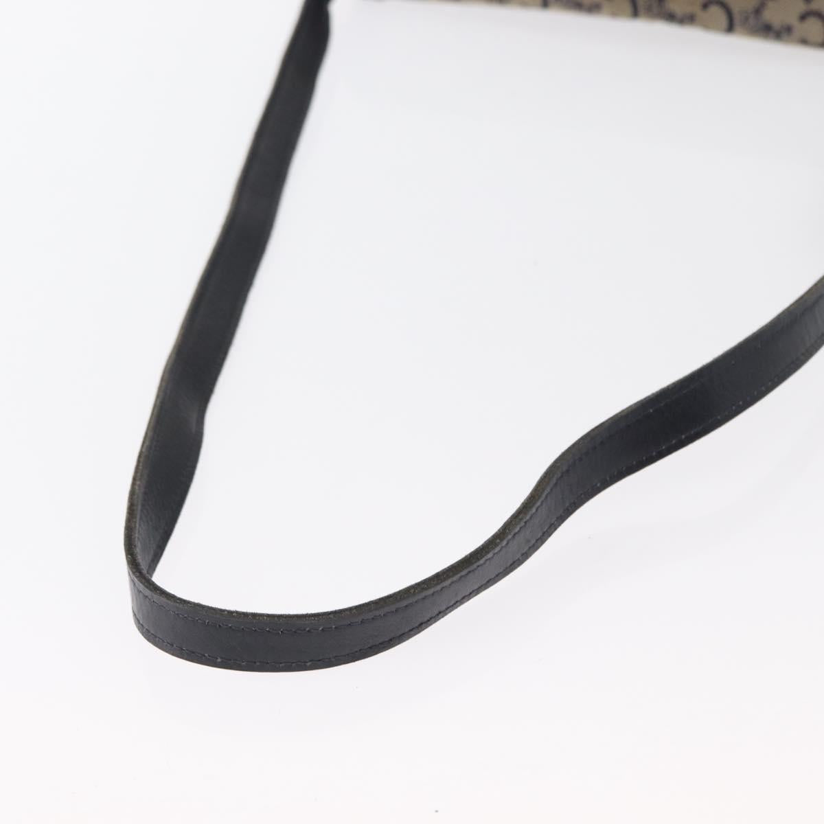 CELINE C Sulky Shoulder Bag Canvas Navy Gold Auth 166645