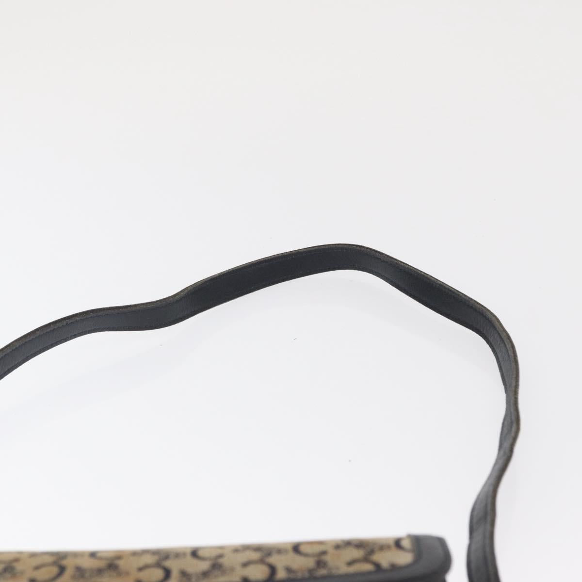 CELINE C Sulky Shoulder Bag Canvas Navy Gold Auth 166645