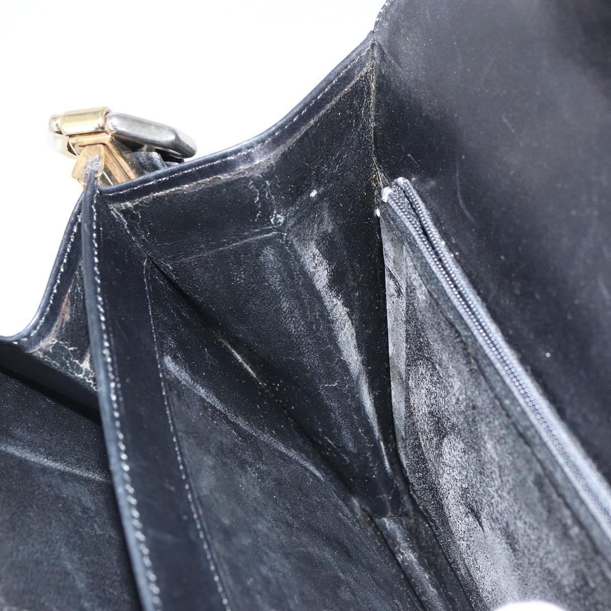 CELINE Shoulder Bag Leather Black Gold Auth 166646