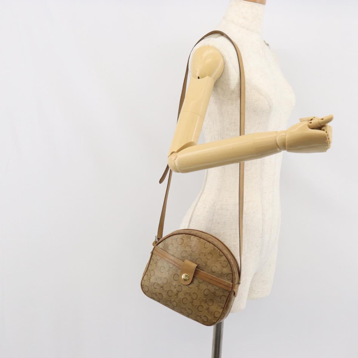 CELINE C Sulky Shoulder Bag PVC Beige Gold Auth 166647
