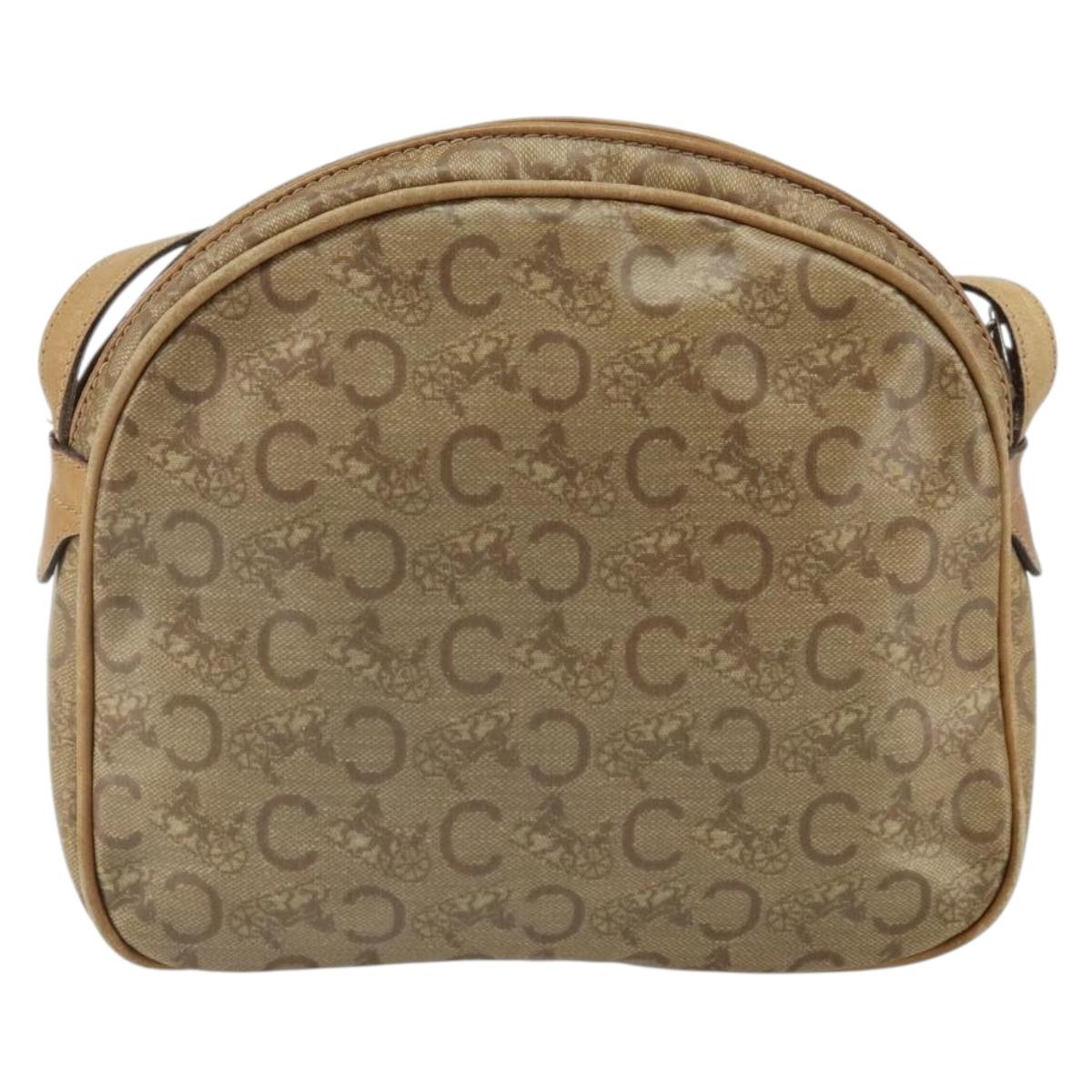 CELINE C Sulky Shoulder Bag PVC Beige Gold Auth 166647